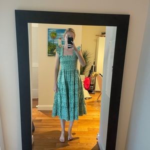 hill house Ellie nap dress in green jacquard